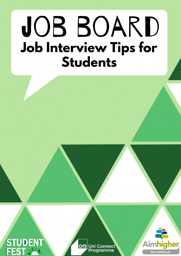 This is a preview of page one of the 'Job Interview Tips for students' booklet. Click the link below to download the document. 