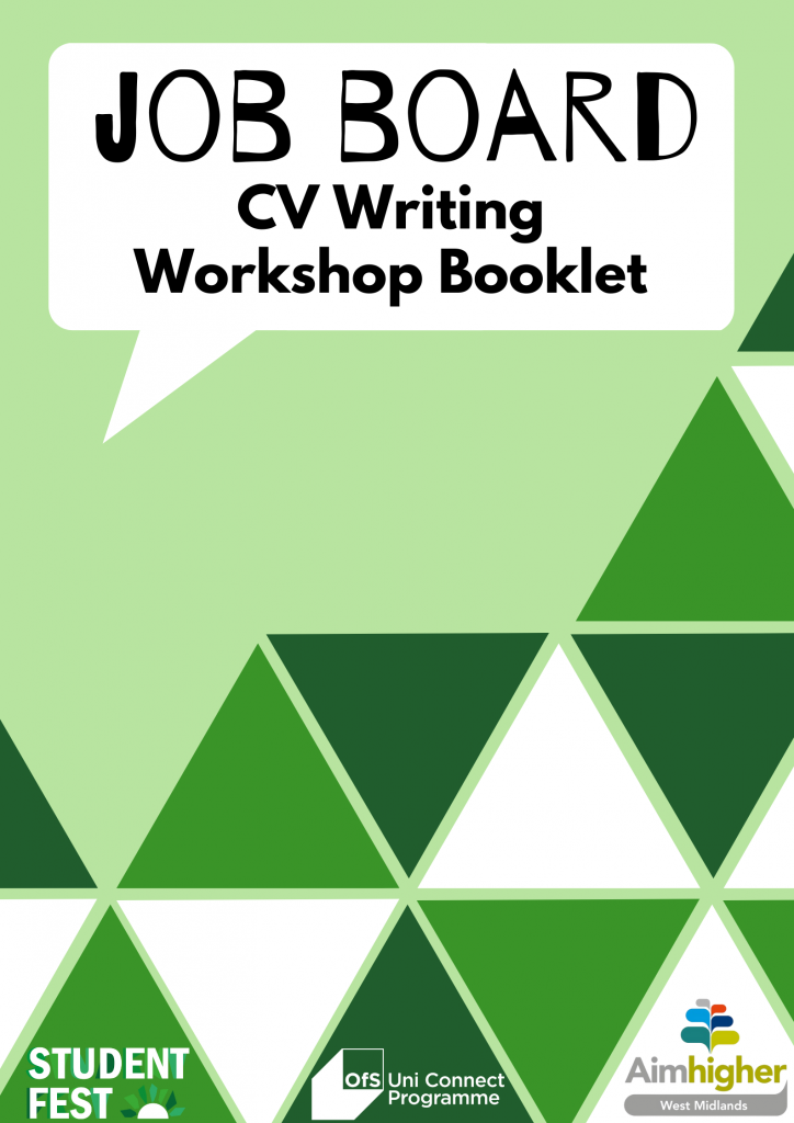 This is an image of the cover page for the CV writing Workshop Booklet. You download this file below. 