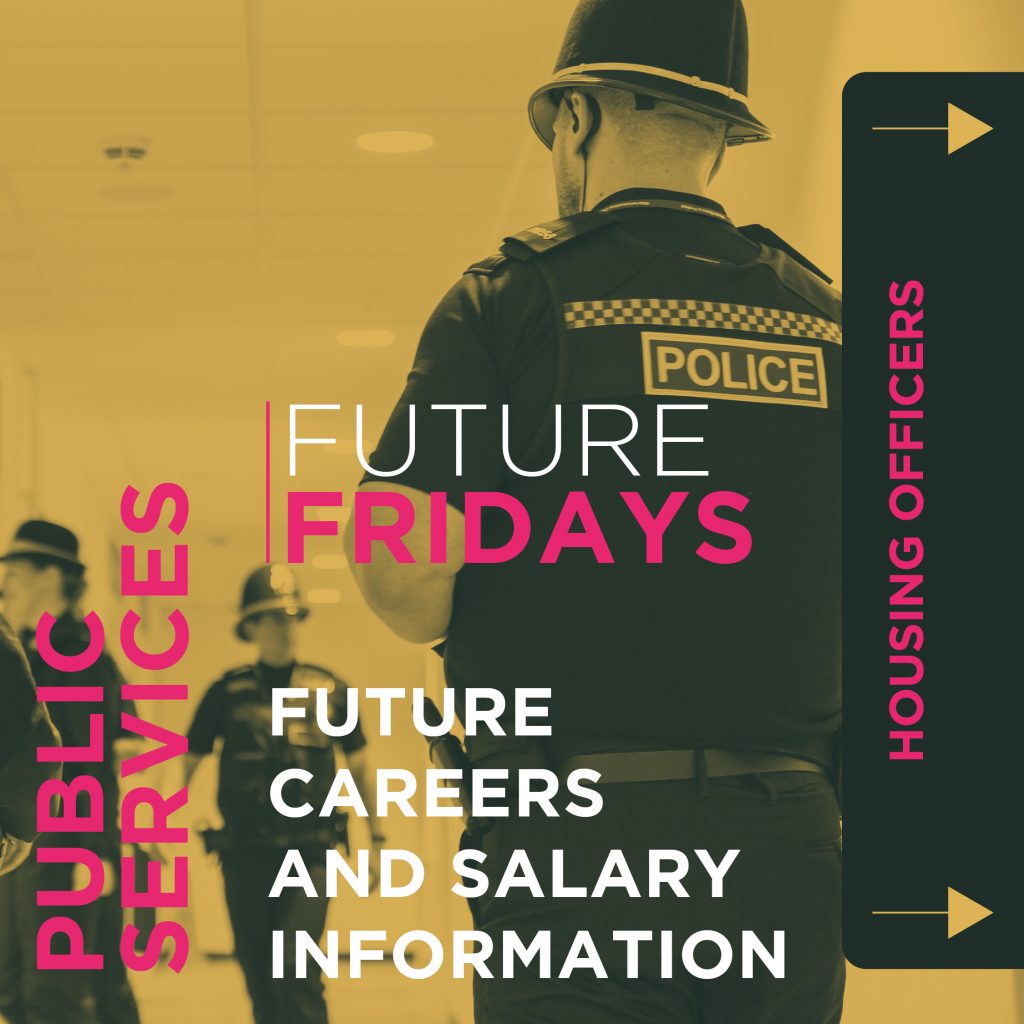 This is the cover page from Heart of Worcestershire's 'Future Fridays'. It reads: 'Public Services. Future Fridays. Future Careers and Salary Information. Housing Officers'. Click the download link below to view the full pdf.