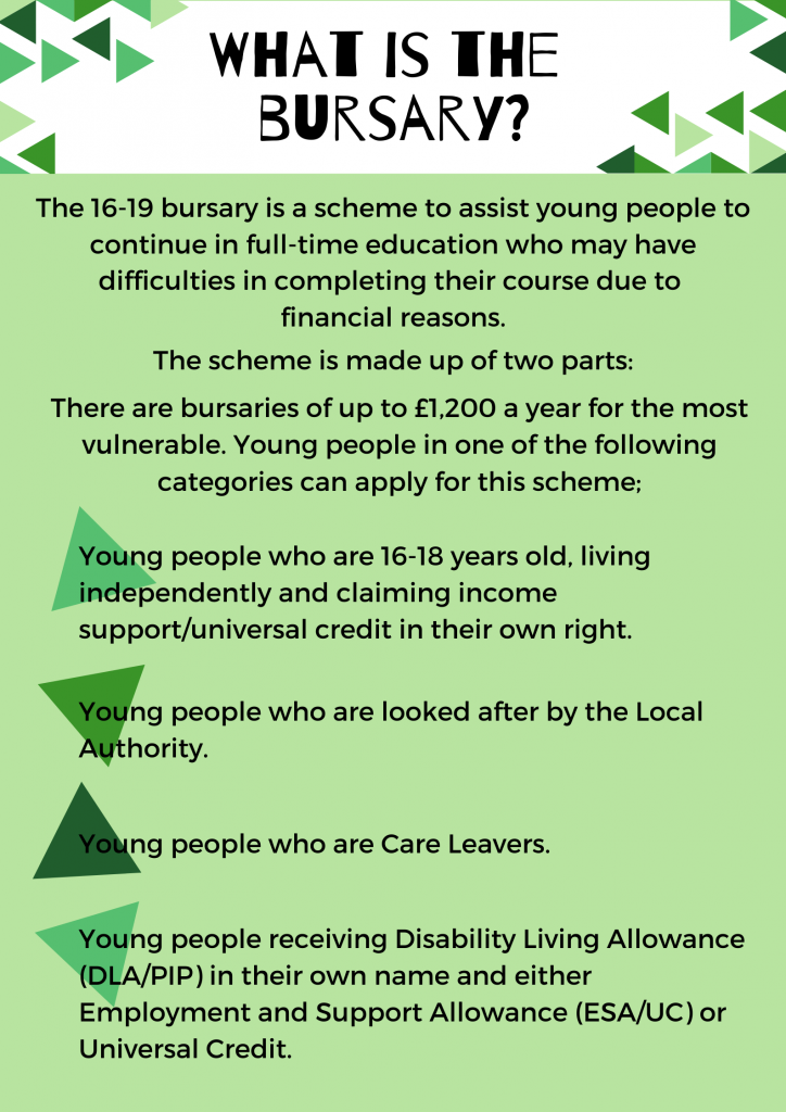 This is an image of the cover page for 'What is the Bursary?' PDF. There is a downloadable version below.