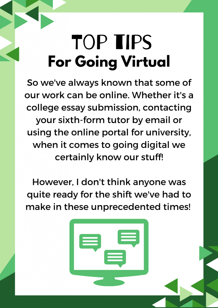 This is an image of the 'Top Tips for Going virtual' PDF. There is a downloadable link to the 5 page document below. 