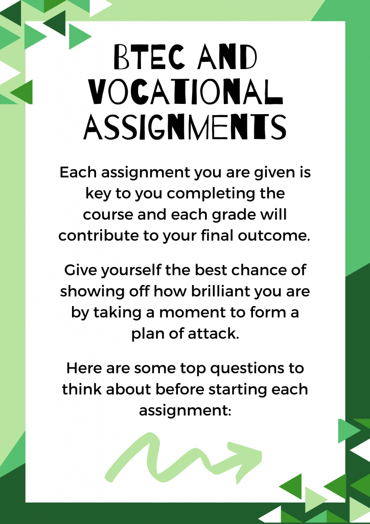This is an image of the cover page for ‘BTEC and Vocational Assignments’ PDF. There is a downloadable version below.